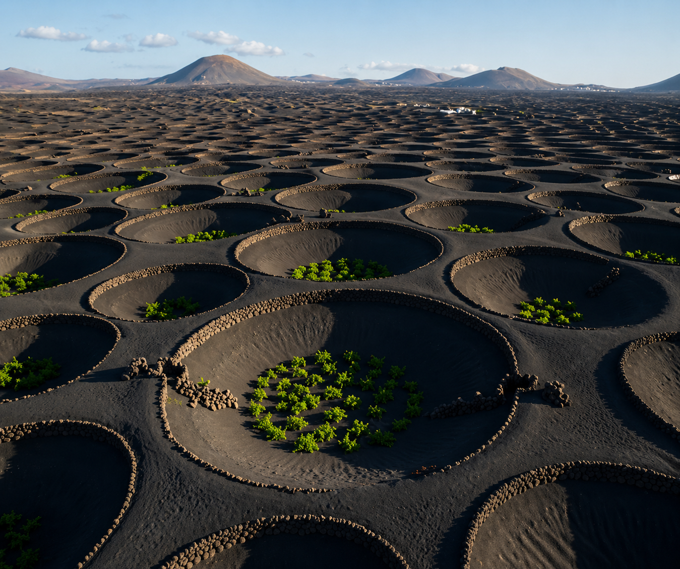 La Geria vineyards in volcanic ash